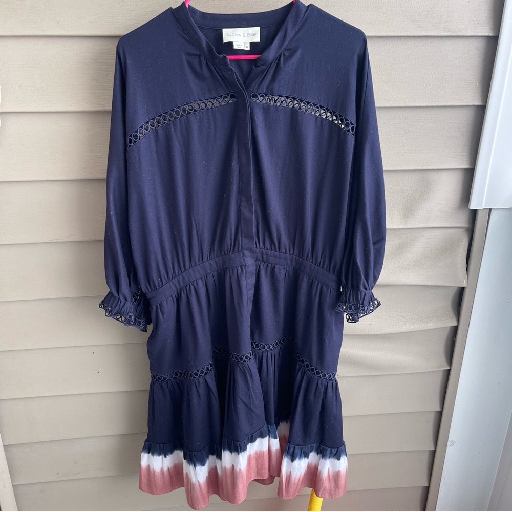 Sachin &‎ Babi Piper Dress Womens Size XL Midnight Blue Summer Occasion - Picture 2 of 11